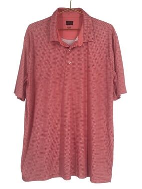 Greg Norman Collection Pink Coral Micro-Dot Polo Play Dry XXL